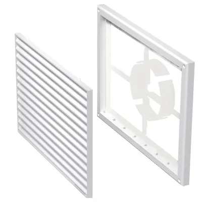Grila PVC rectangulara cu stut reglabil 100-150, dimensiuni 229x221mm