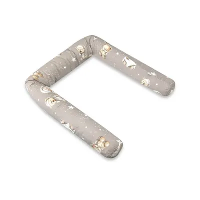 Aparatoare pentru patut, MimiNu, Tip rulou, Cu husa detasabila, Lungime 180 cm, Din bumbac certificat Oeko Tex Standard 100, Bedtime story beige