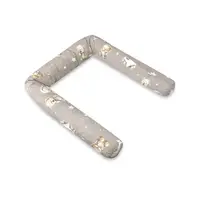 Aparatoare pentru patut, MimiNu, Tip rulou, Cu husa detasabila, Lungime 180 cm, Din bumbac certificat Oeko Tex Standard 100, Bedtime story beige