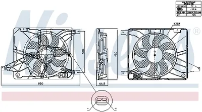 Ventilator radiator (cu carcasa) potrivit NISSAN QASHQAI I, QASHQAI II 1.2-2.0D 02.07