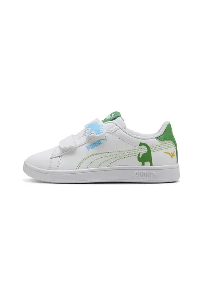 Pantofi sport Smash 3.0 Dino cu velcro - Alb optic/Verde aquamarin
