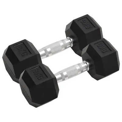 vidaXL Gantere, 2 buc., 8 kg, total fontă