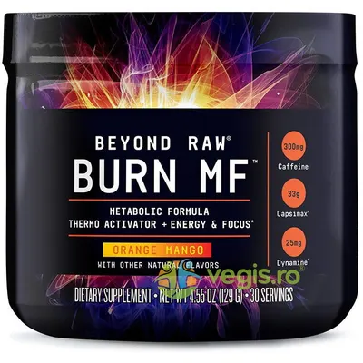Termogenic Arzator de Grasimi cu Aroma se Portocale si Mango Beyond Raw Burn MF 129g