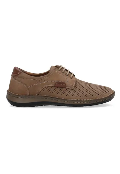 Pantofi casual din piele nubuc perforati