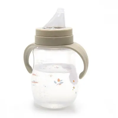 Cana cu manere si cioc de silicon BabyJem 250ml Swan Bej