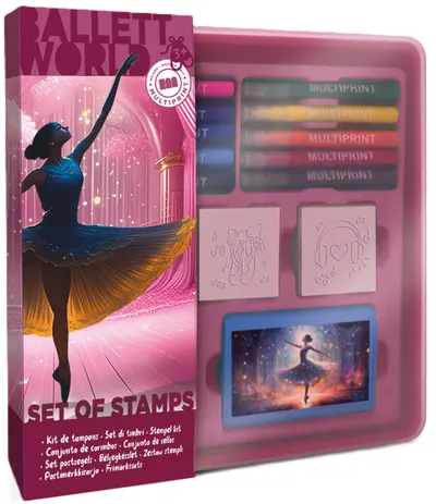Set de ștampile Multiprint Ballet World - 4 buc, cu 10 carioci