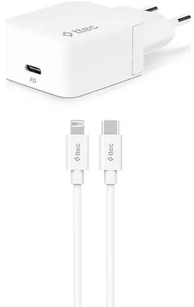 Încărcător ttec - SmartCharger PD, USB-C, 20W, cablu Lightning, alb