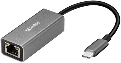 Adaptor de rețea Sandberg - 136-04, USB-C/RJ45, 1000Mbps, gri