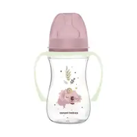 Biberon cu manere si tetina silicon Canpol Easy Start Sleepy Koala 240 ml Roz