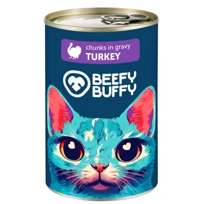 Conserva pentru pisici Beefy Buffy cu curcan 415 gr