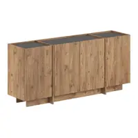 Comodă în culoare naturală cu aspect de lemn de pin cu orificiu pentru cabluri 180x80x45 cm Dorma – Kalune Design