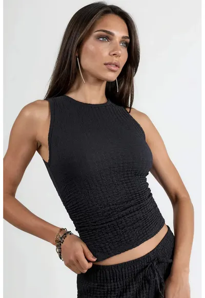 Top dama - Guler rotund - Negru
