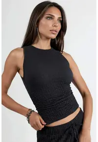 Top dama - Guler rotund - Negru