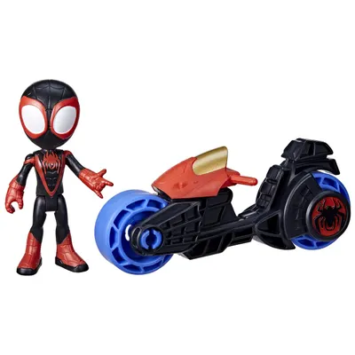 Set figurina - Spidey And His Amazing Friends - Miles Morales: Spider-Man cu motocicleta