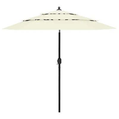 vidaXL Umbrelă de grădină 3 niveluri, stâlp aluminiu, nisipiu, 2,5 m