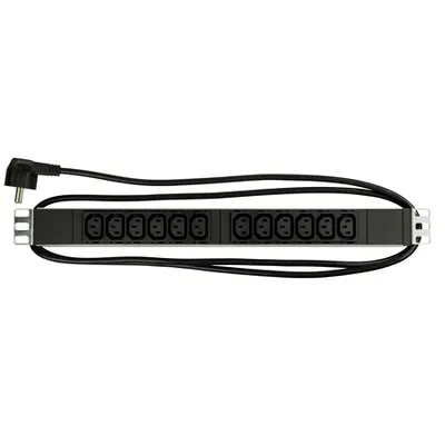 PDU 19, 12xIEC C13, profil ALU 1U, cablu conexiune 2m,negru