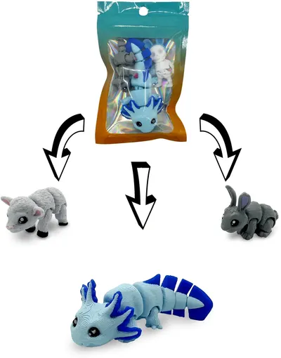 Print 3D de la 3D Morph Lab - Set mini axolotl, albastru, sortiment
