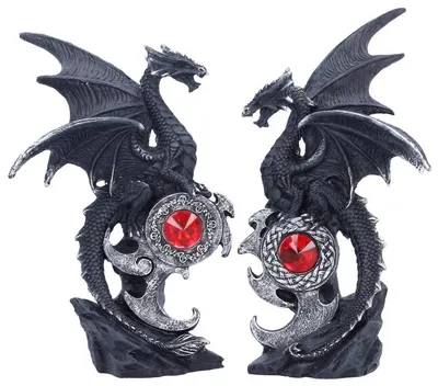 Set statuete Nemesis Now Fantasy: Dragons - Midnight Protectors, 15 cm
