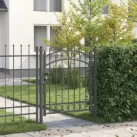 vidaXL Poartă de gard cu țepi EMMEN 125 x 100 cm Gri Blocat