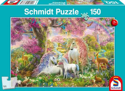 Puzzle Schmidt din 150 piese - Flori și unicorni