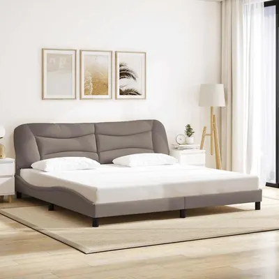 vidaXL Cadru de pat fără saltea, Hvar, gri taupe, 200x200 cm, textil