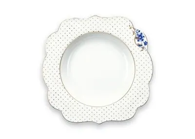 Farfurie adâncă din porțelan, Pip Studio, 23.5cm, colecția Royal White