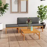 Gossi set mobilier gradina cu perne gri, 4 piese, lemn masiv de tec