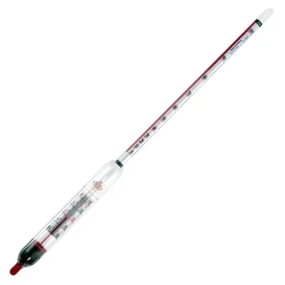 Termoalcoolmetru Profesional de Super Precizie 37cm, Cartier-Lussac-Tralles 0-100°, Made in France