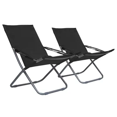 vidaXL Scaune pliante 2 buc. Material textil negru