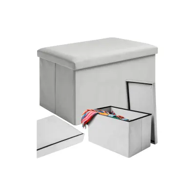 Taburet catifea, spatiu depozitare 54 litri, 60x30x30 cm, sarcina maxima 80 kg