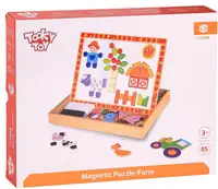 Tabla magnetica din lemn, cu 2 fete Tooky Toy - Ferma
