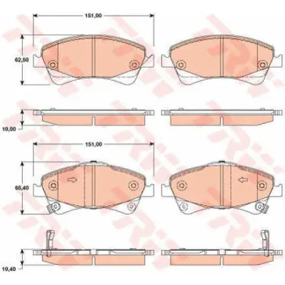 Set placute frana, frana disc TRW GDB3479