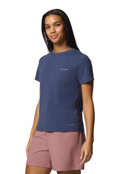 Tricou din amestec de bumbac pentru trekking Sun Trek - Bleumarin