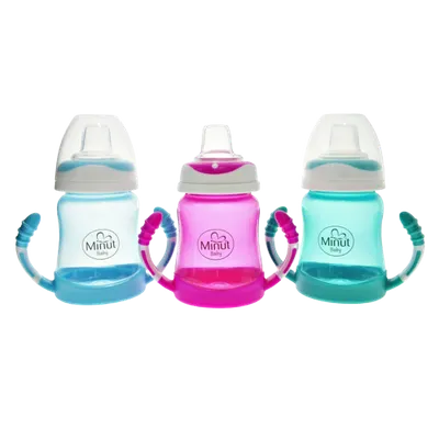 Cana anticurgere cu manere si cioc silicon 6+, 210ml, Minut