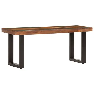 vidaXL Bancă, 110 cm, lemn masiv reciclat și oțel