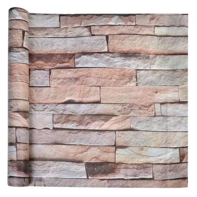 Folie adeziva PVC, model caramida de piatra, 300x45 cm