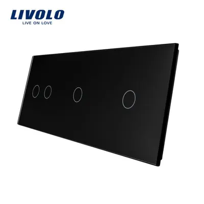 Panou Intrerupator dublu + simplu + simplu Negru