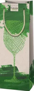 Pungă cadou Cardex - Verde și alb, pentru o sticlă , 12 х 36 cm
