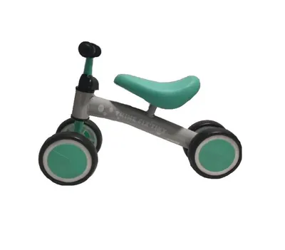 Ride-On pentru copii Ikonka Fix Tiny Verde menta, fara pedale, cu 4 roti, ghidon reglabil, cadru din otel, Saua din spuma moale, inaltime sezut 27 cm, sarcina maxima admisa 30 kg