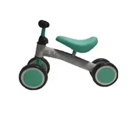 Ride-On pentru copii Ikonka Fix Tiny Verde menta, fara pedale, cu 4 roti, ghidon reglabil, cadru din otel, Saua din spuma moale, inaltime sezut 27 cm, sarcina maxima admisa 30 kg
