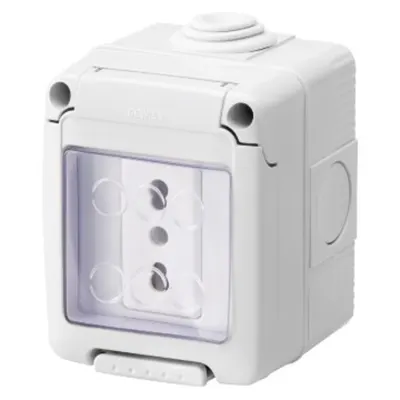 Watertight Enclosure Complete With System Devices - With Socket-Outlet 2p+e 16 a Dual Amperage - Italian Standard - Ip55 - Grey Ral 7035