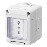 Watertight Enclosure Complete With System Devices - With Socket-Outlet 2p+e 16 a Dual Amperage - Italian Standard - Ip55 - Grey Ral 7035