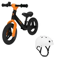 Bicicleta fara pedale, Lionelo, Toni, Cu ghidon si sa reglabile, Ultra usoara, 2.8 Kg, 18 luni+, Sustine 30 kg, Portocaliu + Casca pentru copii, Reglabila 50-56 cm, Alb