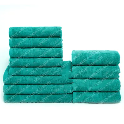 Set 12 Prosoape Premium Bumbac 100%, 550g m ², pentru Maini, Fata E i Corp - Verde inchis