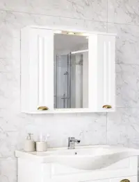 Dulap baie suspendat seria 172 cu oglinda, front MDF, alb, 80x71 cm