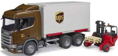 Jucarie - Camion UPS Scania Super 560R si stivuitor