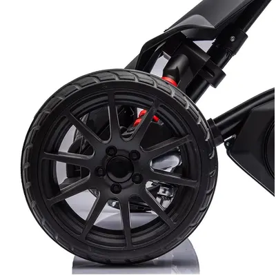 Kart electric pentru copii Nichiduta Speed Pink, 12V 45W, roti silenioase din spuma EVA, structura metalica, slow start, pornire la buton, pedala unica pentru acceleratiefrana, scaun reglabil, dimensiune 100 x 58 x 58.5 cm