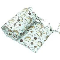 Protectie laterala pentru patut copii Kerstin Hedgehog 180 x 30 cm, cu doua fete, suprafata din bumbac 100, prindere cu panglici