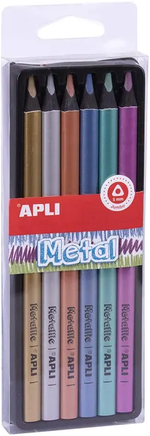 Set de creioane jumbo colorate APLI - 6 culori, metalic
