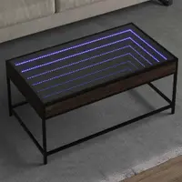 vidaXL Măsuță de cafea cu LED infinity, stejar maro, 90x50x41cm